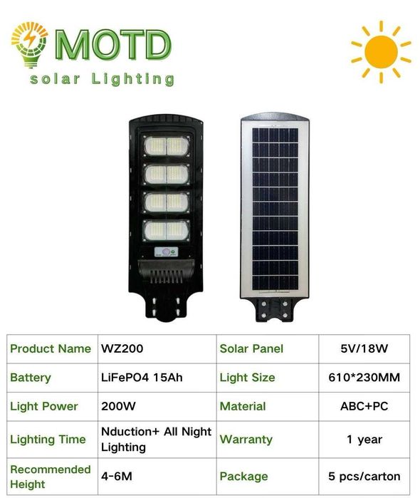 Solar LED Ko‘cha Chirog‘i 100W–500W | DM Electro