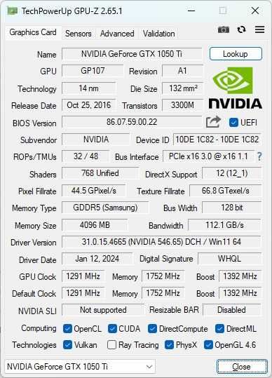 Видеокарта NVIDIA GeForce GTX 1050 Ti
