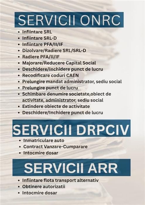 Acte firmă SRL / PFA – completare + îndrumare – depunere opțională