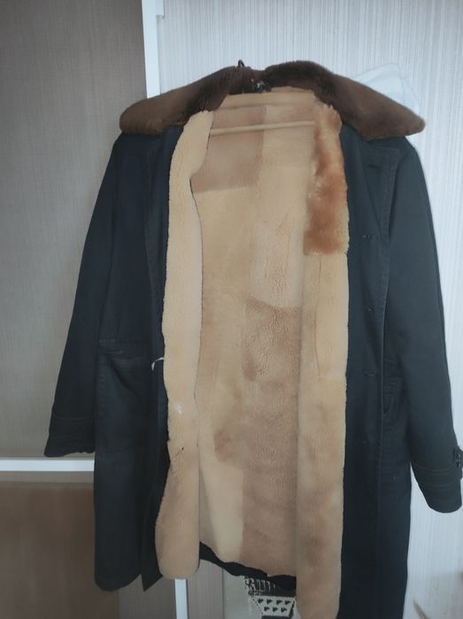Мъжка шуба с кожена подплата
