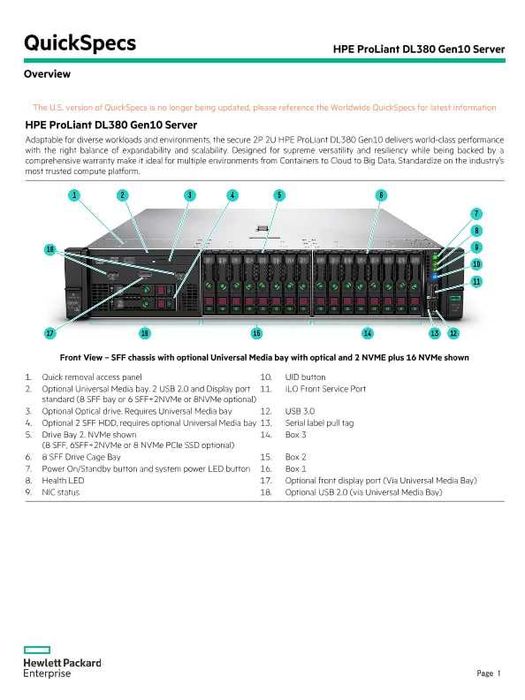 Сервер: HPE ProLiant DL380 Gen11 Form Factor Rack (2U) 8SFF