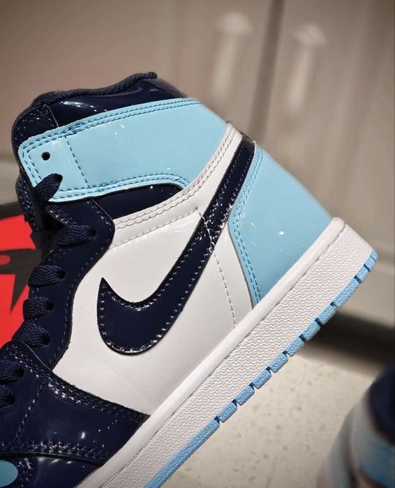 Air Jordan 1 Retro UNC Patent Full Box {Verificare Colet} Blue
