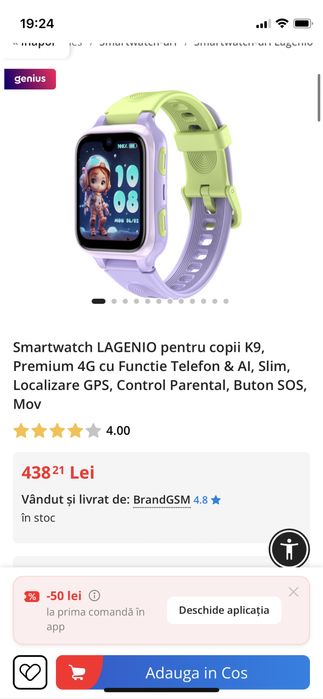 Ceas copii cu funtie sim,gps si apel video!