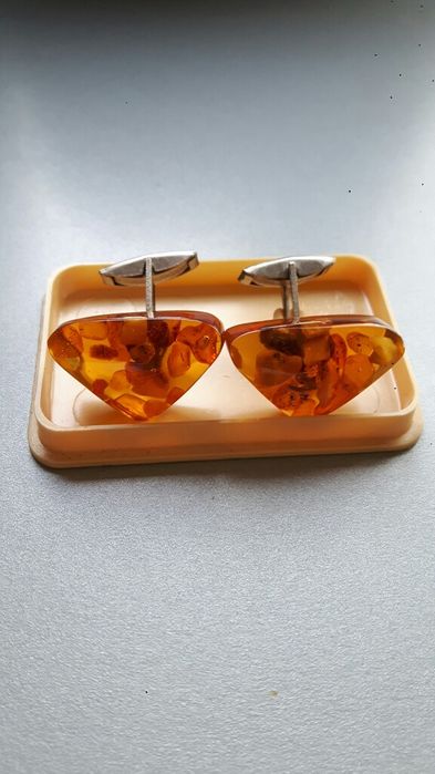 Butoni argint/chihlimbar