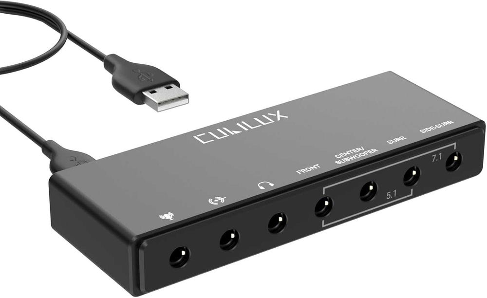 Външна USB звукова карта Cubilux 7.1, 48kHz–384kHz, Line-In и микрофонен вход