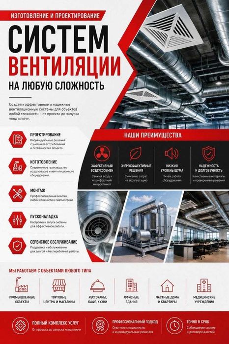 Изготовление проектирование и монтаж систем вентиляции любой сложности