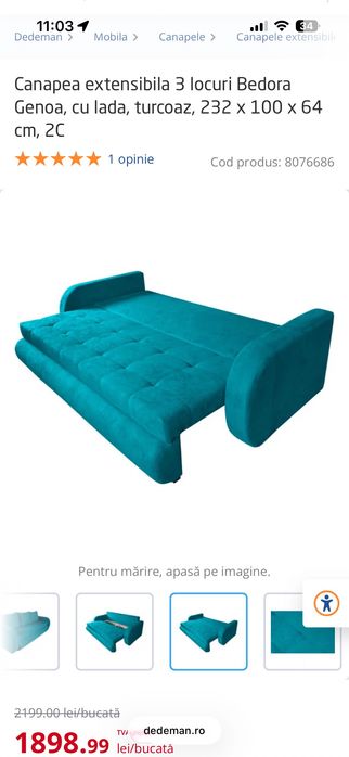 Vând canapea extensibila