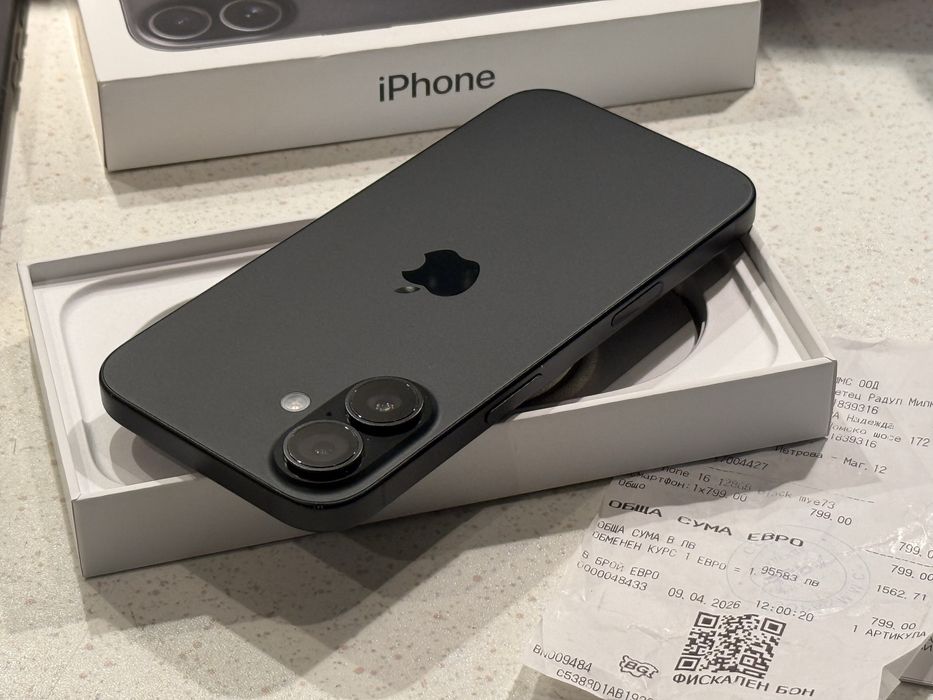 iPhone 16 128GB Black – Като НОВ, 100% Батерия, Гаранция 18м.!