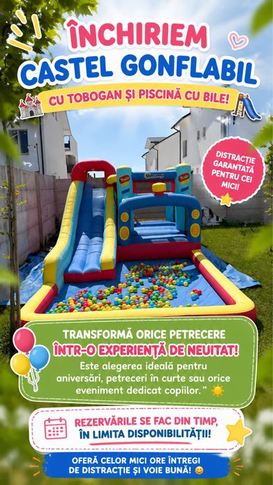 Tobogan gonflabil cu apă sau bile