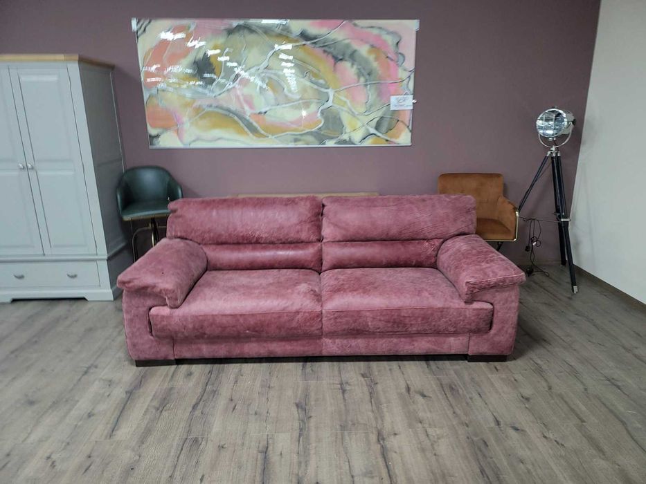 Червен кожен диван тройка "Santino" - телешки бокс