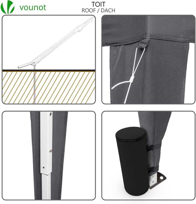 Pavilion pop-up Vounot 3x3m cu pereti laterali , gri