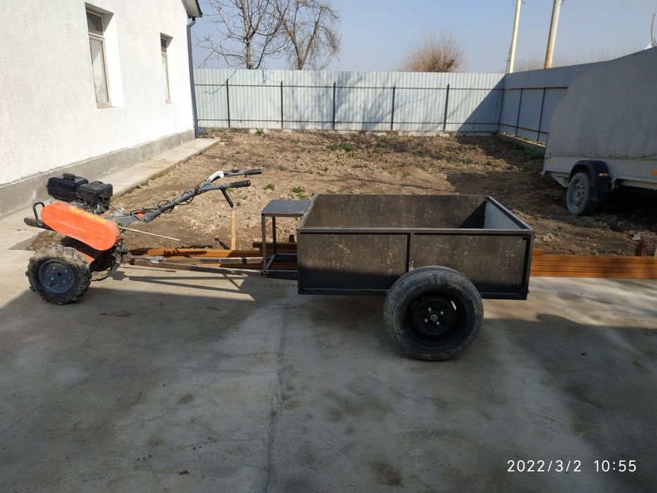 Мотоблок с прицепом.