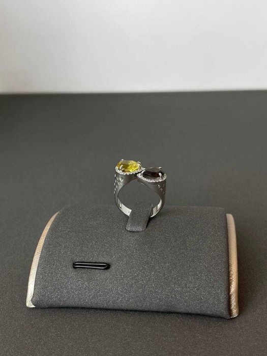 Золотое кольцо, цитрин, раухтопаз 16 размер