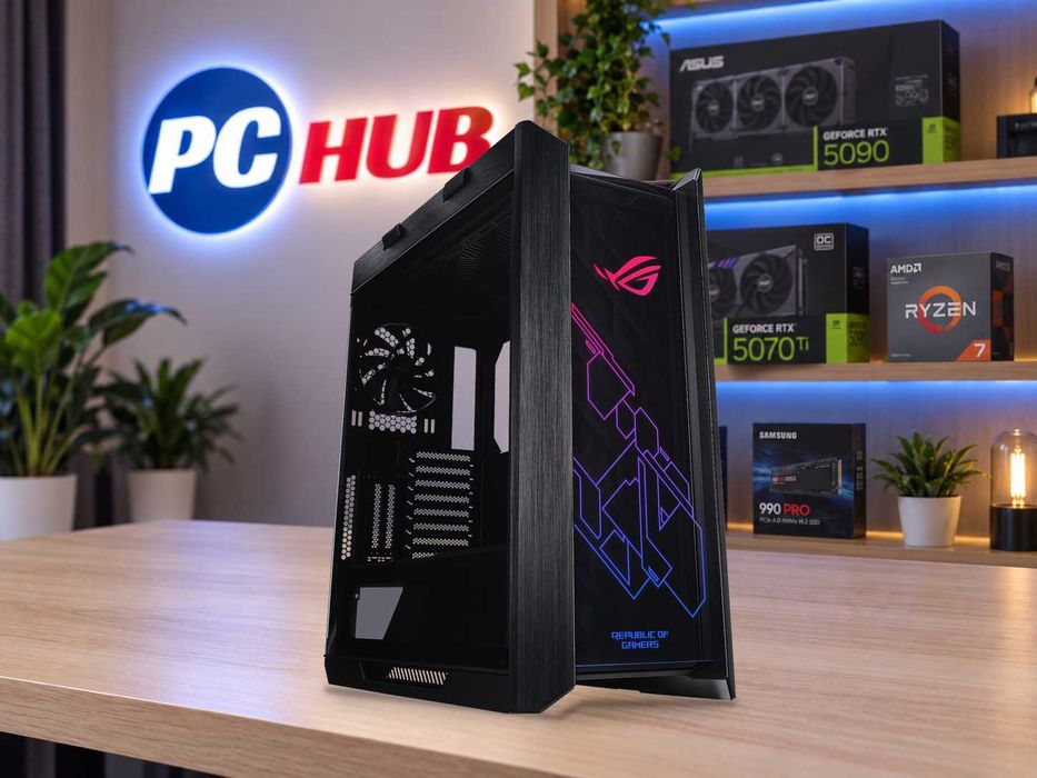 ASUS ROG Strix Helios RGB – Премиум E-ATX Full Tower кутия, закалено стъкло