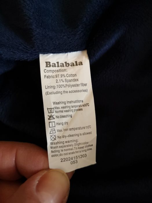 Cămașă bleumarin, catifea căptușita, băieți, h 160cm