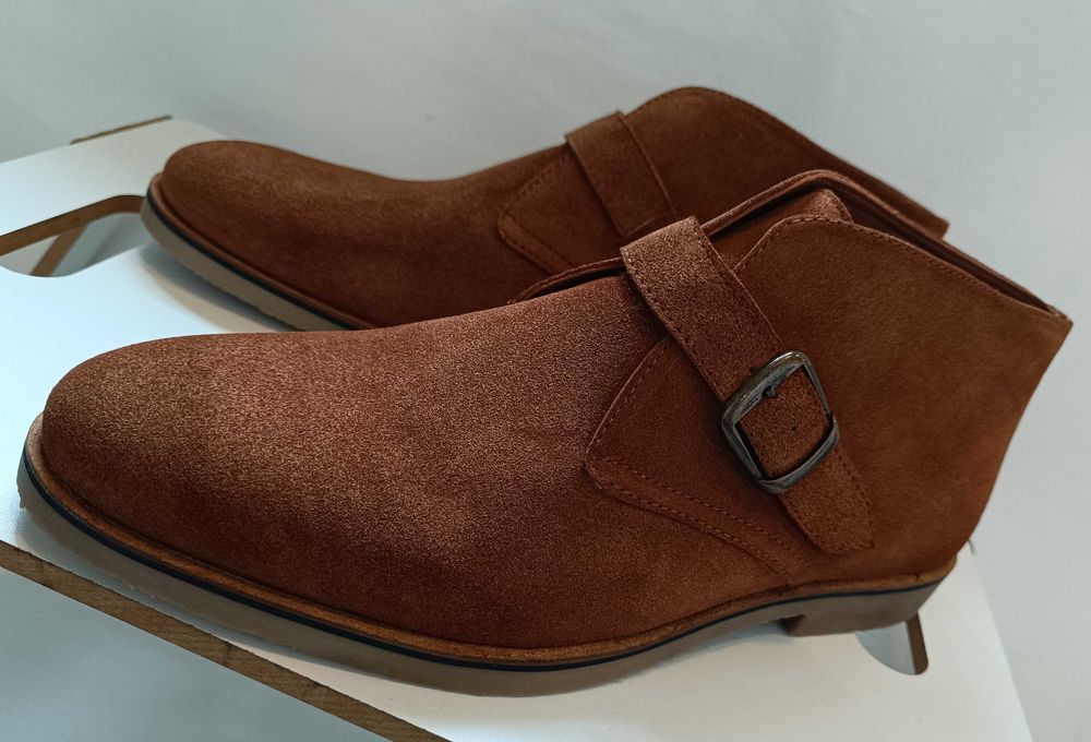 Ghete ankle monk 44 premium R. Island NOI piele naturala moale