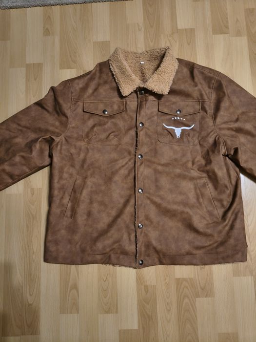 Geacă barbati, imblanita,piele ecologica,captuseala calda,XXXL.Noua!