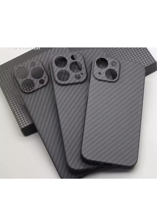 Iphone 14/15/16 PRO MAX PLUS Husa Subtire Material Kevlar 0,15mm Neagr