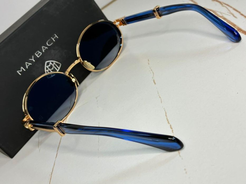 Ochelari de soare Maybach Gold/Blue – Ramă Rotundă Luxury (Noi, cu cutie)