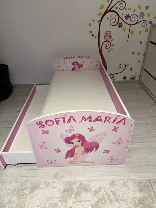 Pat copii personalizat Ourbaby bară protecție și spațiu de depozitare