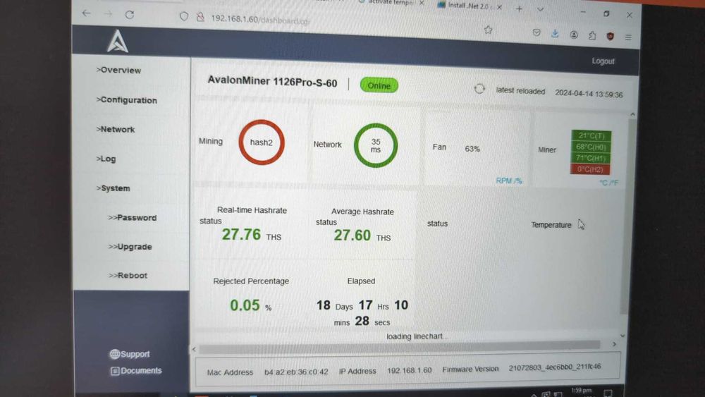 Miner crypto- Bitcoin AvalonMiner 1126 Pro-S 68 TH/s + sursă 3420 W