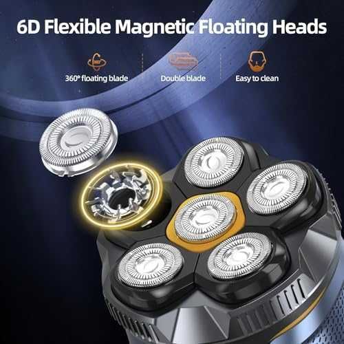 Нова Електрическа самобръсначка за глава мъже 6D IPX7 USB LED 180 минути