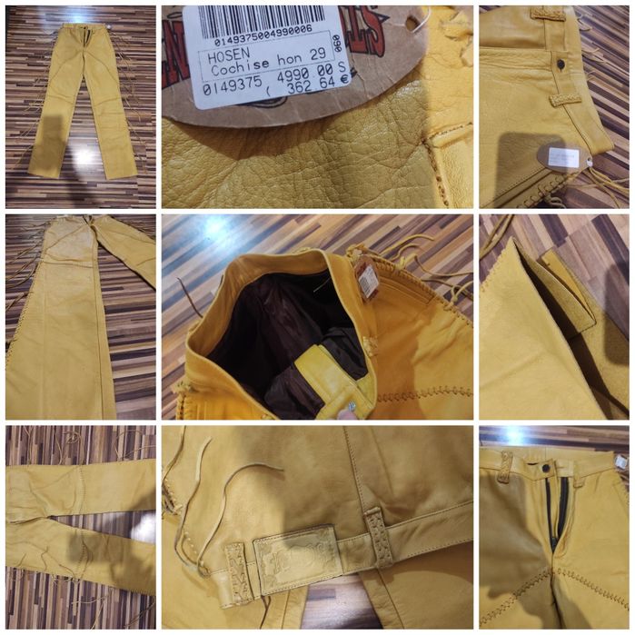 Pantaloni piele naturala (culoare galben)