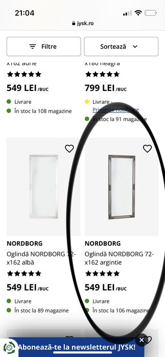 Oglindă elegantă NOUĂ din mdf și lemn masiv de eucalipt