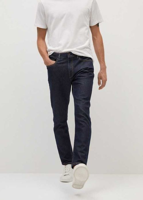Jeans Blugi Mango Tom tapered fit din Bumbac Lyocell Confort Jeansi