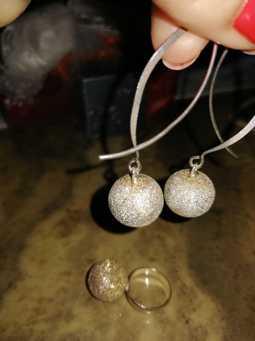 Vand set argint cercei si inel