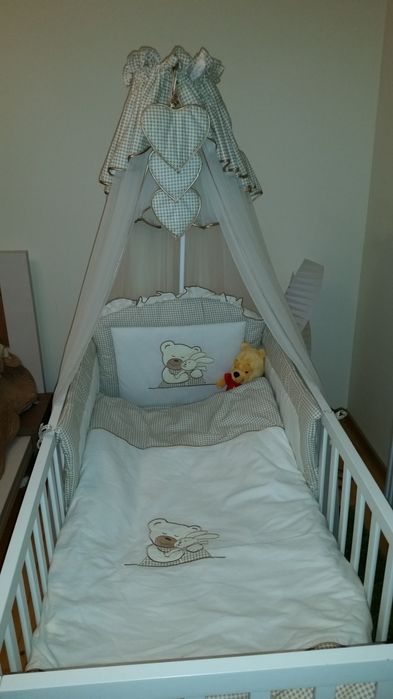 Set lenjerie bumbac patut+baldachin