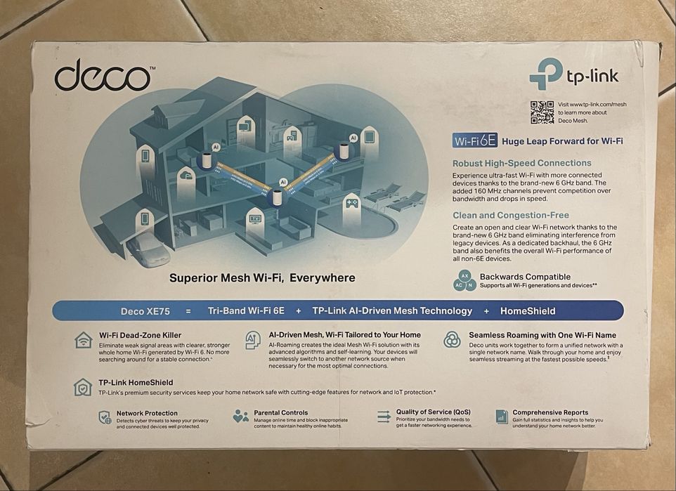 3-лентова безжична Wi-Fi6E TP-Link Deco XE75 AXE5400