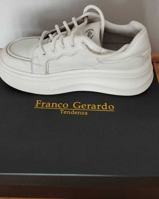 Pantofi casual albi din piele naturala FRANCO GERARDO