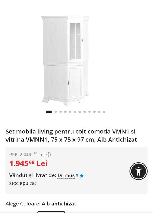 Vând mobila de supragerie, poziție pe colt formata din 3 componete