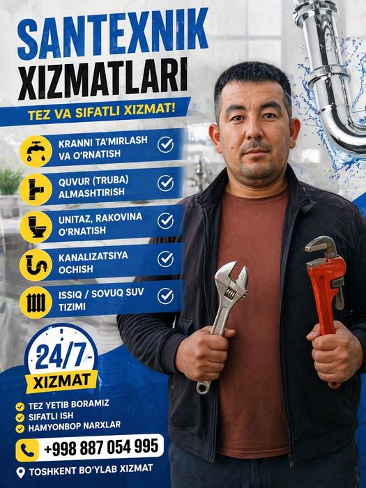 Santexnik xizmati 24/7 toshkent