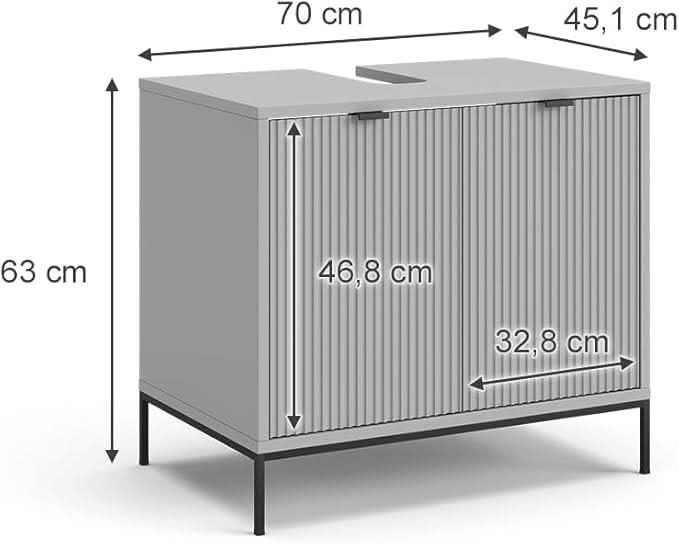 Шкаф за мивка Vicco Eliza, сив, 70 x 63 см с врати и чекмедже
