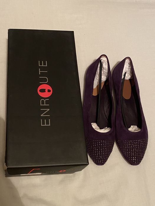 Balerini mov noi din piele naturala, masura 38/39 stil Marc Jacobs