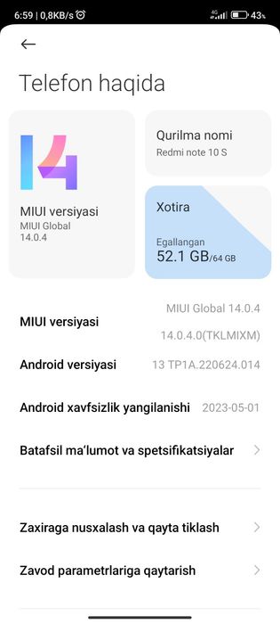 Redmi note 10 s 6/64