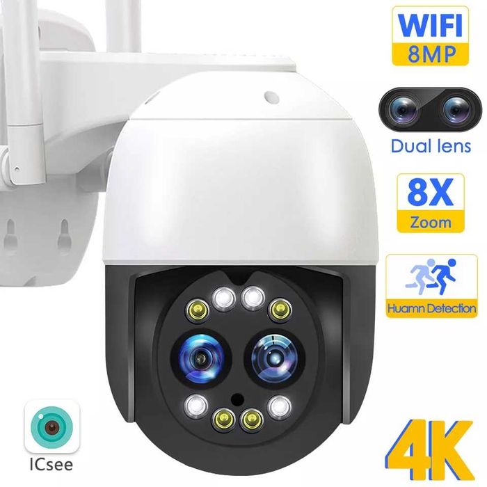 Zoom 8x hybrid camera IP supraveghere exterior wifi icsee