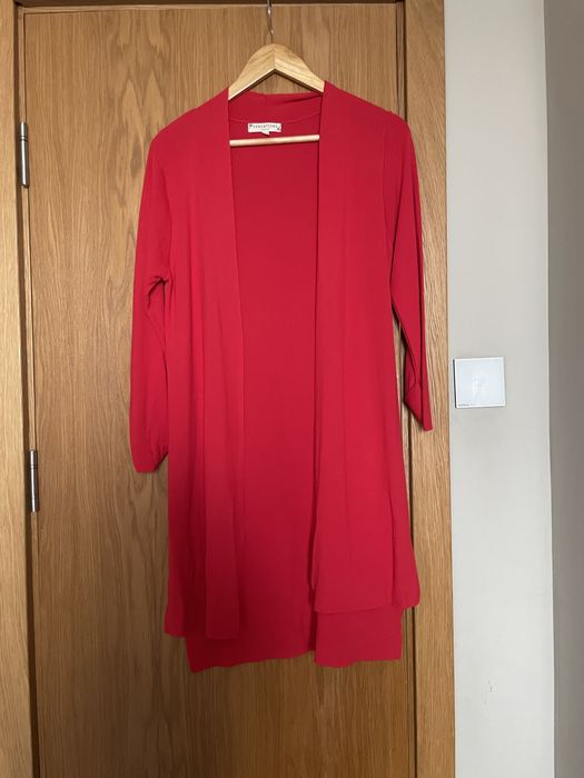 Дълга червена жилетка С-М