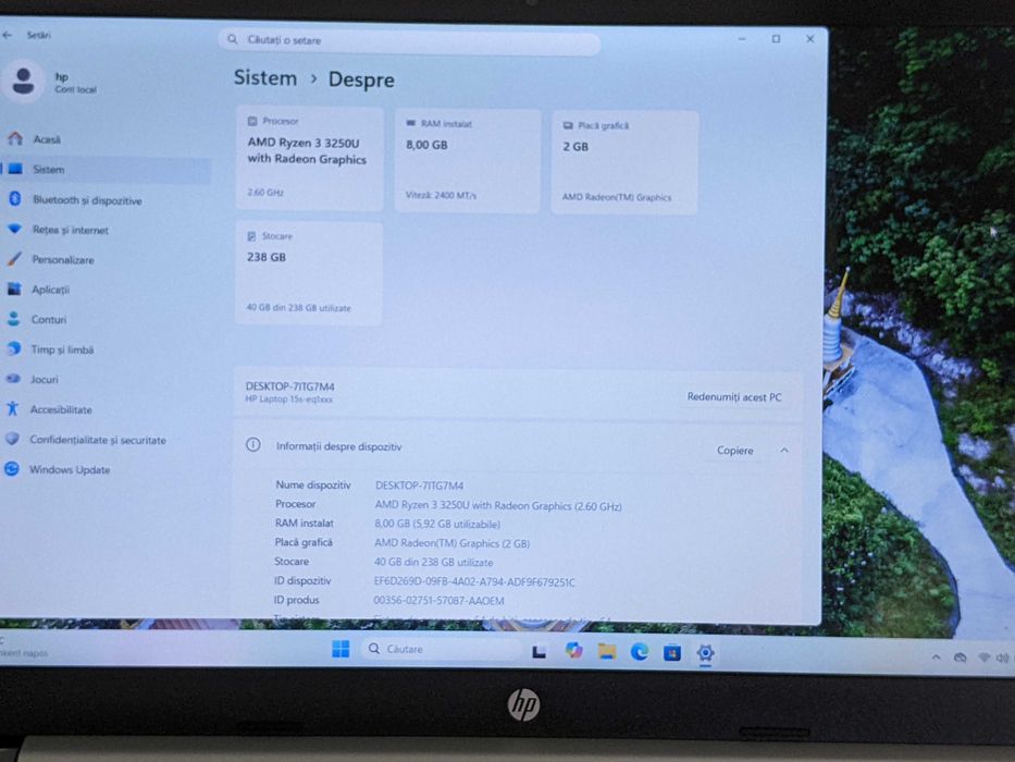 Laptop HP 15s, AMD Ryzen 3 3250U up to 3.5GHz, 8GB DDR4, SSD 256GB, Radeon Vega 3