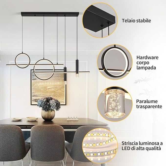 Candelabru modern LED, 120cm, dimabil, cu telecomanda, 60W