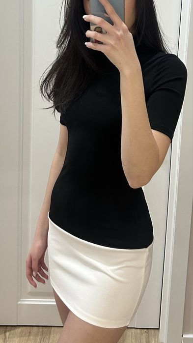 Платье мини черный/белый