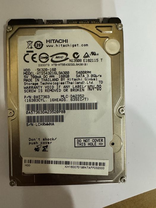 Жесткий диск для ноутбука 160g Hitahi