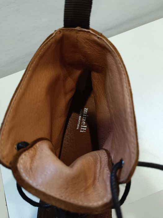 Ghete lace up 45 cap toe de lux Minelli Paris NOI piele naturala moale