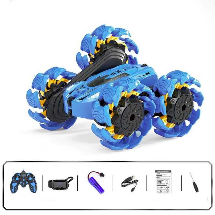 Каскадьорска кола с дистанционно управление AiJH, двустранна, Синя