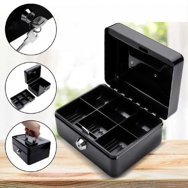 Метална кутия за пари сейф каса с ключ - два размера