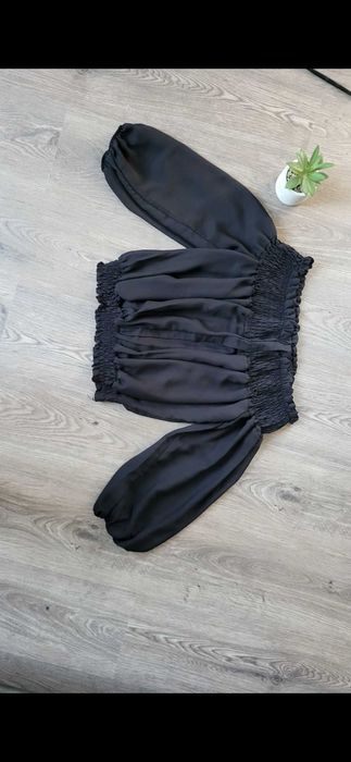 Елегантна шифонена блуза с дълъг ръкав и паднали рамене