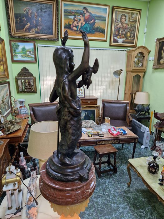Голяма уникална антикварна френска бронзова фигура