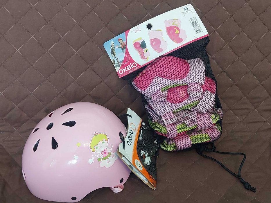 Set protecții role Play Roz Copii + casca protectie absolut noua !